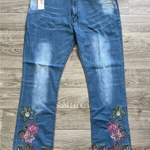 Rosegal Denim Jeans with Gold Stitching